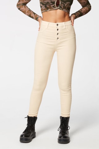 Pantalón slim fit de tiro alto - Crudo