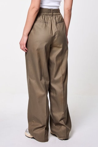 Pantalón wide leg de tiro alto - Caqui oscuro