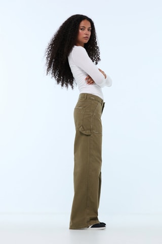 Pantalón wide leg - Caqui oscuro