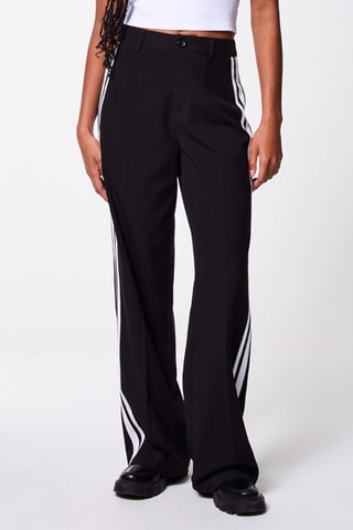 Pantalón recto palazzo de tiro alto - Negro