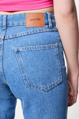 Vaquero recto de tiro alto - Azul denim