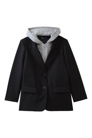 Chaqueta efecto doble prenda - Negro