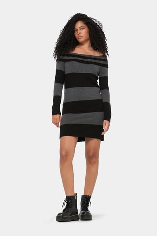 Vestido jersey - Negro y gris