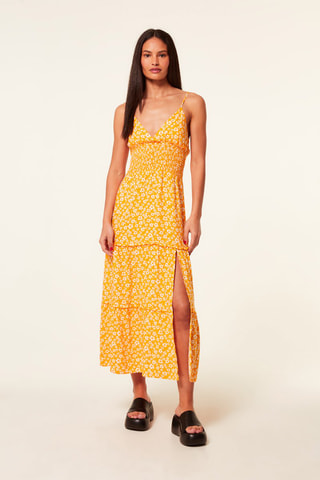 Vestido largo - Naranja y crudo