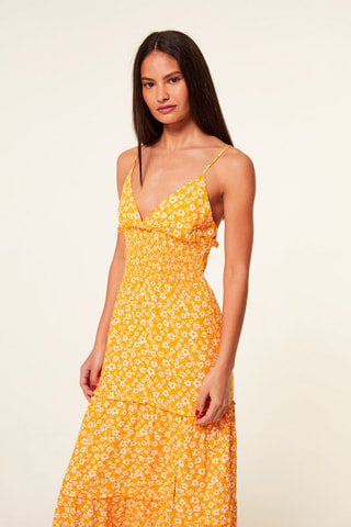 Vestido largo - Naranja y crudo