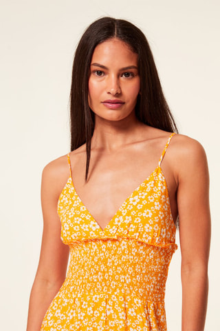 Vestido largo - Naranja y crudo