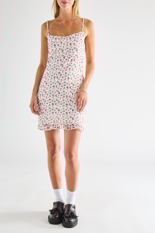 Vestido recto - Blanco y rosa