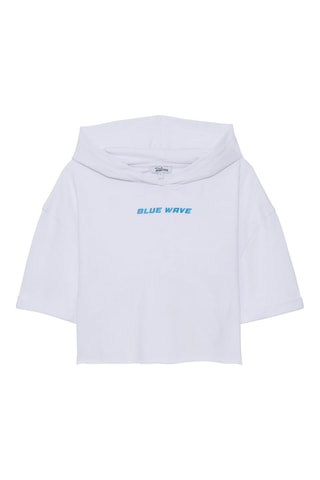 Sudadera corta con capucha - Blanco