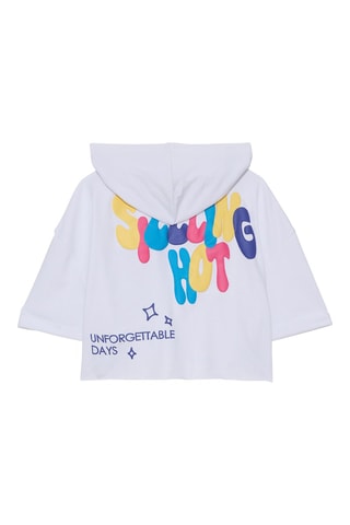 Sudadera corta con capucha - Blanco