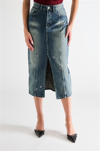 Falda midi vaquera - Azul