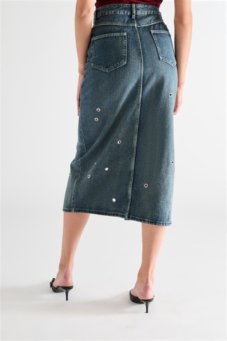 Falda midi vaquera - Azul
