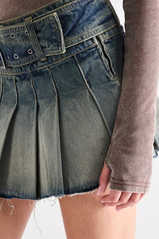 Falda plisada vaquera - Azul