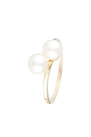 Ring Perlée Ronde Geelgoud en Cultivéparels