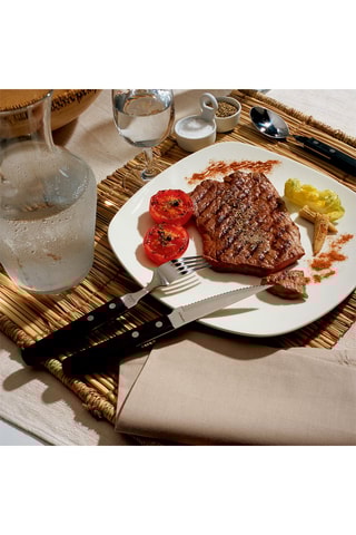 6 couteaux en acier inoxydable et bois de pakka Steak Pizza Jumbo Noir - 12 cm