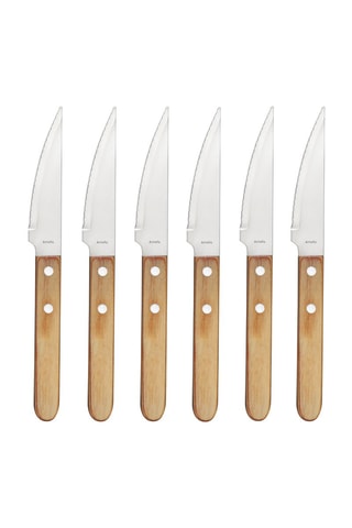 6 couteaux à Steak Pizza Jumbo Bois en acier inoxydable 13/0 Jumbo