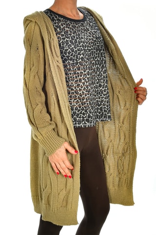 Cárdigan con capucha - Caqui