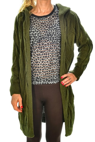 Cárdigan con capucha - Verde oscuro