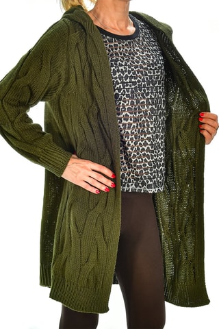 Cárdigan con capucha - Verde oscuro