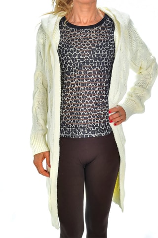 Cárdigan con capucha - Blanco