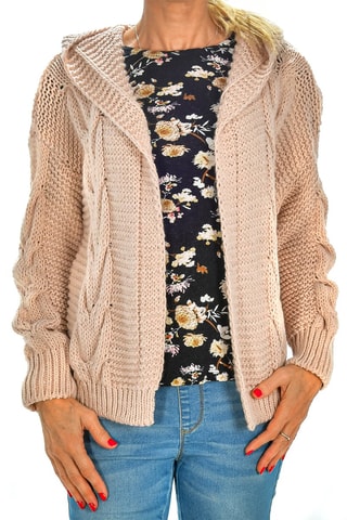 Cárdigan con capucha - Nude