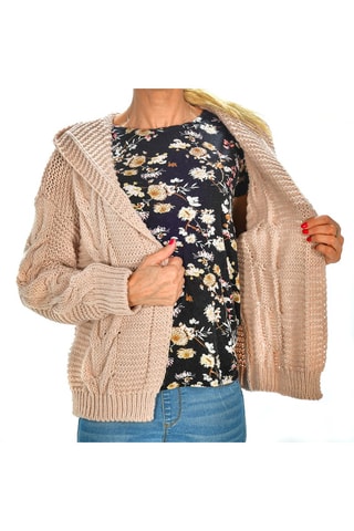 Cárdigan con capucha - Nude