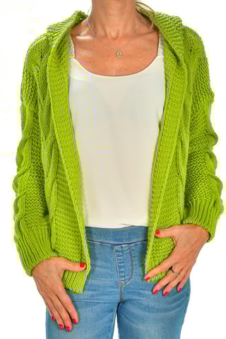 Cárdigan con capucha - Verde claro