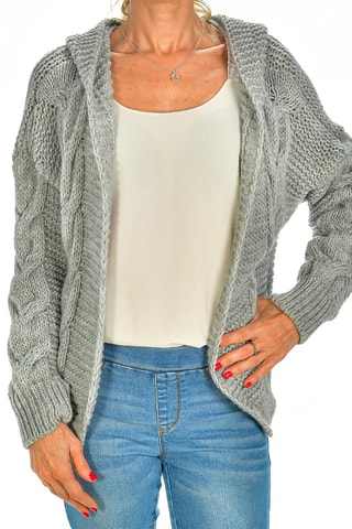 Cárdigan con capucha - Gris jaspeado