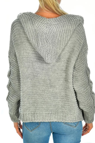 Cárdigan con capucha - Gris jaspeado