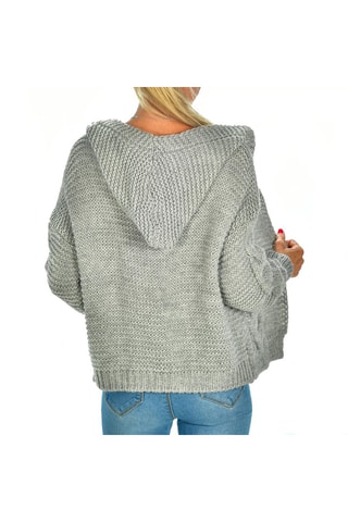 Cárdigan con capucha - Gris jaspeado