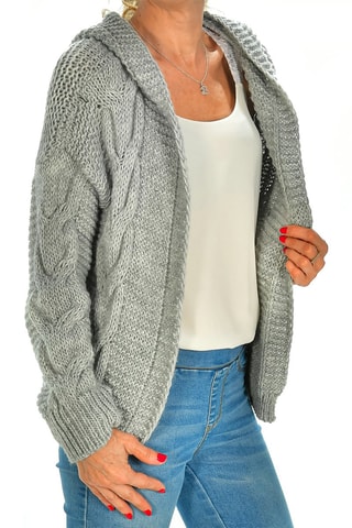 Cárdigan con capucha - Gris jaspeado