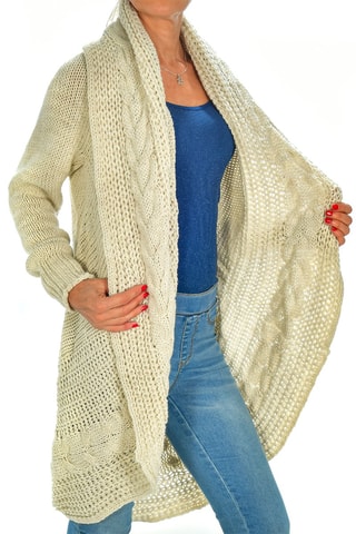 Cárdigan largo - Beige jaspeado