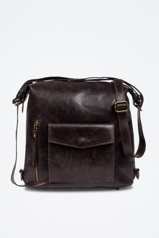 Mochila de piel Irene - Rojo y marrón