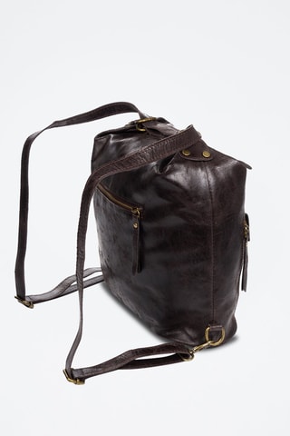 Mochila de piel Irene - Rojo y marrón