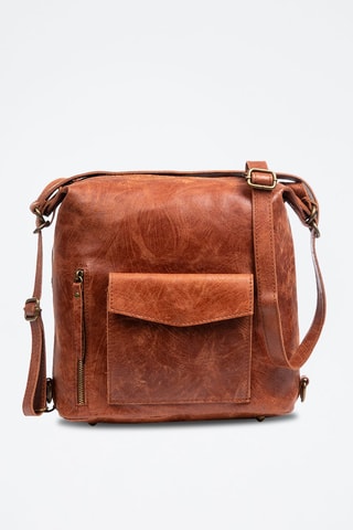 Mochila de piel Irene - Rojo y marrón