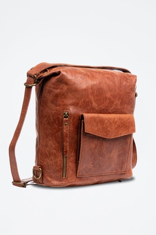 Mochila de piel Irene - Rojo y marrón