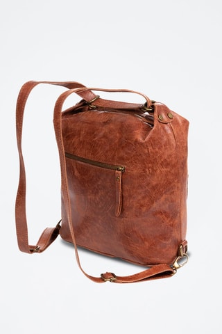 Mochila de piel Irene - Rojo y marrón