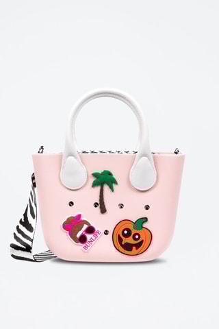 Sac à main et pochette - Rose clair et noir - Libellula