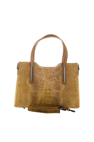 Bolso de piel - Camel y beige