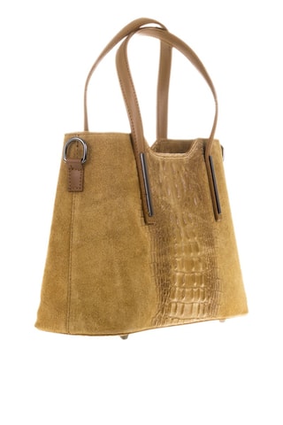 Bolso de piel - Camel y beige