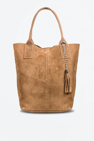 Bolso shopper de piel - Beige