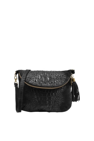 Bandolera de piel - Negro y dorado