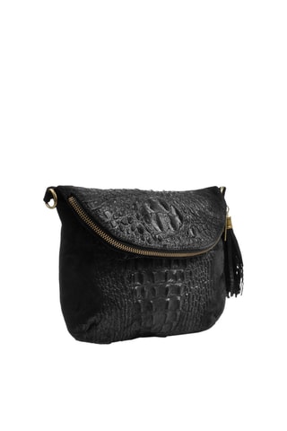 Bandolera de piel - Negro y dorado