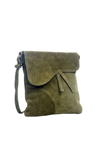 Bandolera de nobuk - Verde y dorado