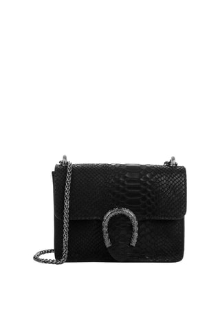Bolso de piel - Negro y plateado - 20 x 6 x 15 cm