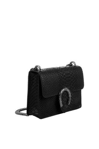 Bolso de piel - Negro y plateado - 20 x 6 x 15 cm