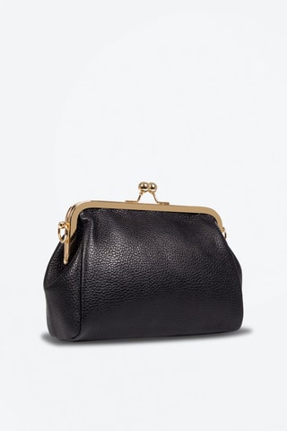 Bandolera de piel - Negro y dorado 