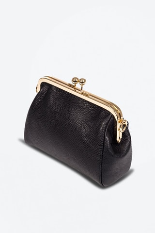 Bandolera de piel - Negro y dorado 