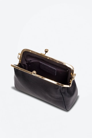 Bandolera de piel - Negro y dorado 