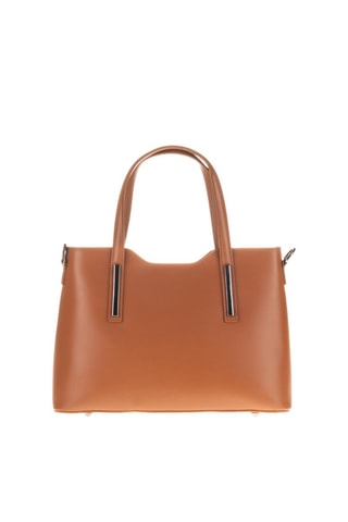 Bolso shopper de piel - Camel y plateado 