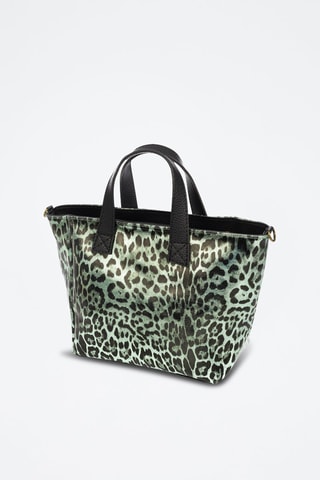 Bolso shopper de piel - Negro, verde y dorado